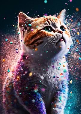 Cat rainbow bright