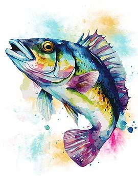 Abstract Bass Fish Art