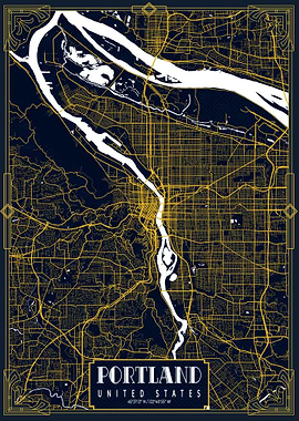 Portland City Map Gold