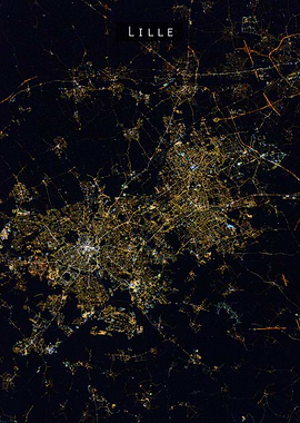 Lille at night from space