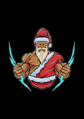 half body zeus as santa