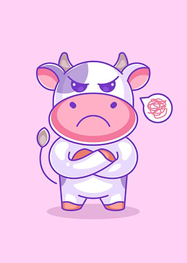 Cute cow worried
