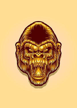 golden gorilla head mascot