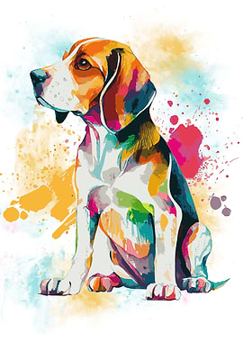 Abstract Colorful Beagle