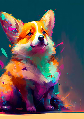 Colorful Corgi Urban Art