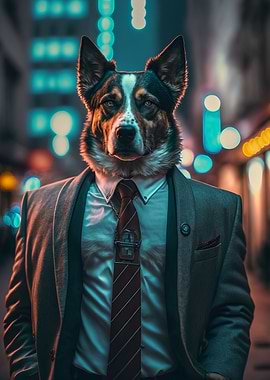 Dog in a city