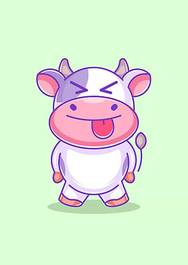 Cute cow sticking