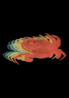 Crab Retro Vintage Color