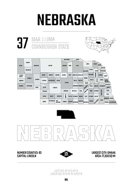 Nebraska USA state map