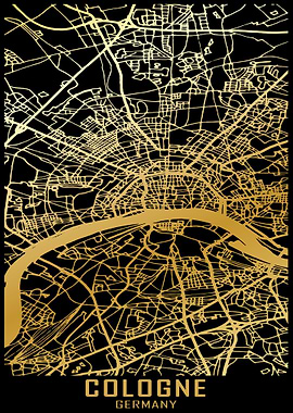 Cologne Germany City Map
