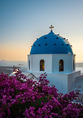 Sunset at the blue church