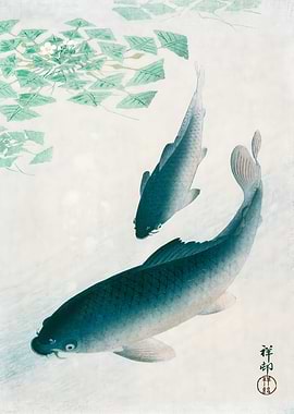 Ukiyo e Japanese Koi Fish