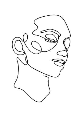 One continuous face lines