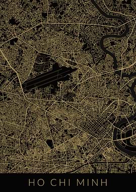 Ho Chi Minh Map Black Gold