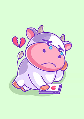 cute cow broken heart