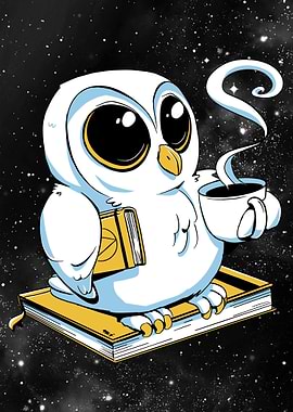 Funny Owl in Space Coffee