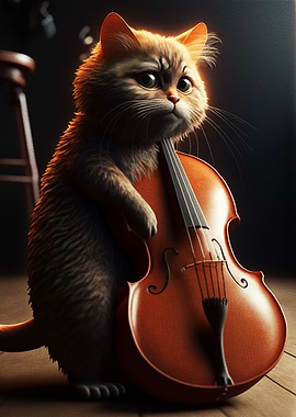 Cat playing the cello