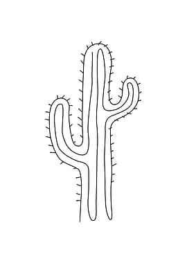 Cactus Strong One line art