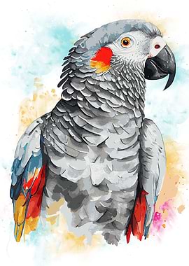 Abstract Grey Parrot Art