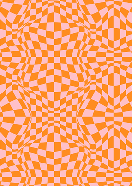 Orange Trippy Retro Plaid