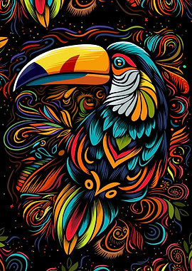 Tropical tribal toucan