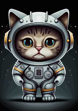 Cat astronaut in space