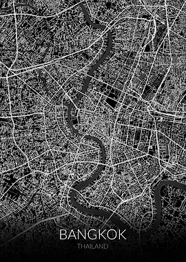 Bangkok Map Black