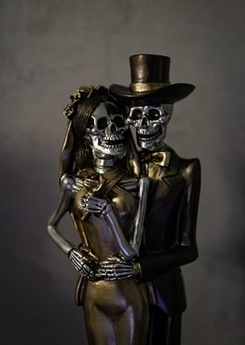 Bronzed Bridal couple