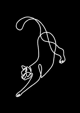 cat line black white