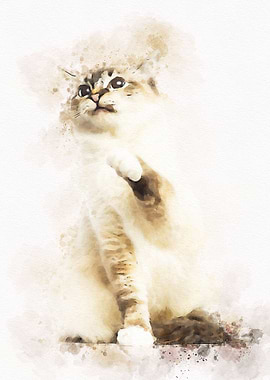Watercolor Cute Cat