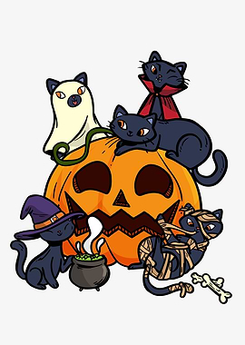 Halloween Meow Pumpkin Cat