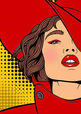 Red woman pop art poster