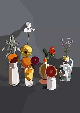 Floral Still Life Charcoal