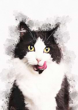 Watercolor Cute Cat