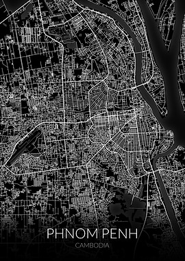 Phnom Penh Map Black