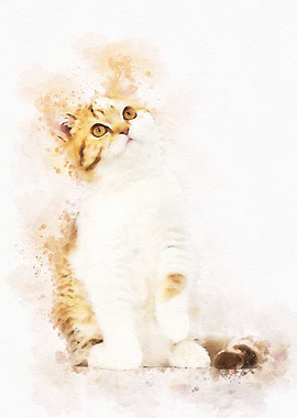 Watercolor Cute Cat