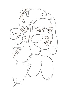 Elegant flower woman line