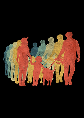 Family And Dog Love Retro