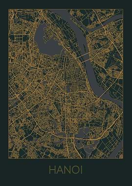 Hanoi Gray Orange Map