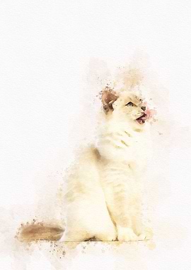 Vintage Cat Watercolor