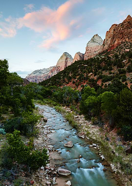 Virgin river sunset Zion