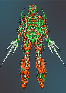 Futuristic mecha robot
