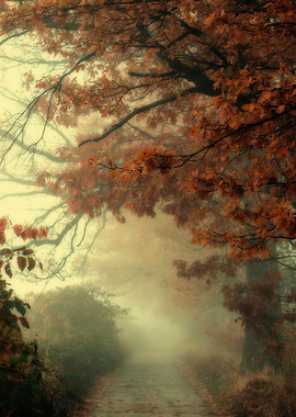 Autumn path among trees