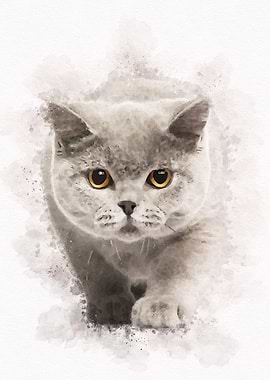 Vintage Cat Watercolor