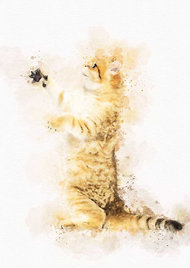 Vintage Cat Watercolor
