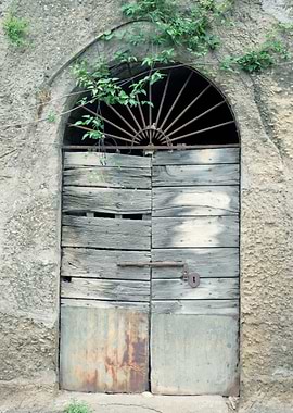 Old door tall abandoned