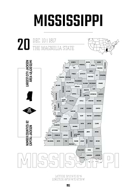 Mississippi USA state map