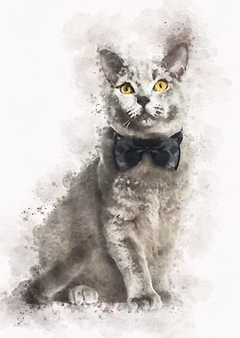 Vintage Cat Watercolor
