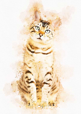 Vintage Cat Watercolor