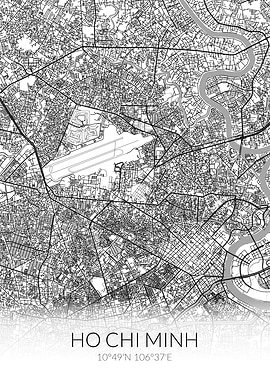 Ho Chi Minh WhiteBlack Map